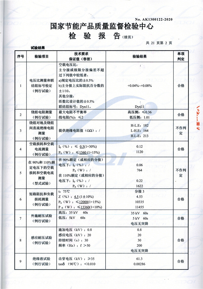 高低压试验报告-S11-1250白城白城白城油浸式变压器-2.jpg